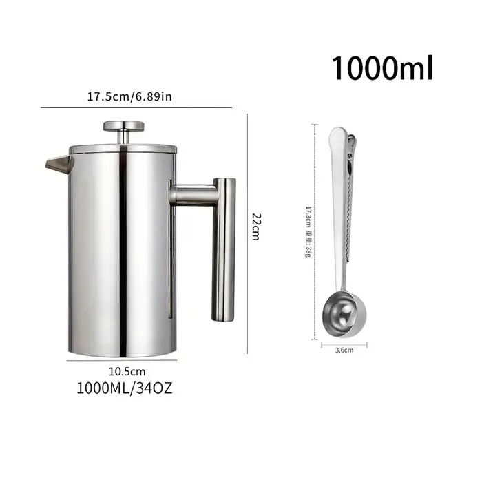 Cafetière à presse française en acier inoxydable