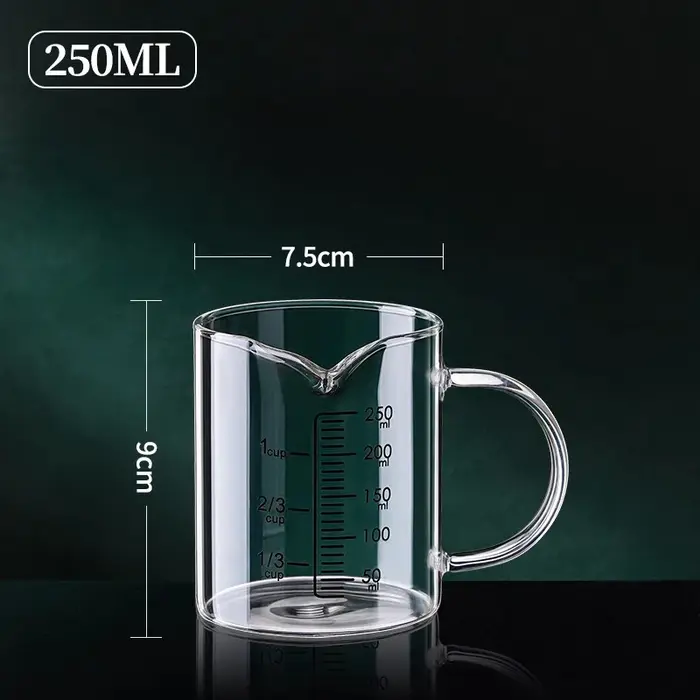 YWDL 1 pièce Tasse à mesurer en verre avec poignée, résistante à la chaleur, pour laboratoire, cuisi