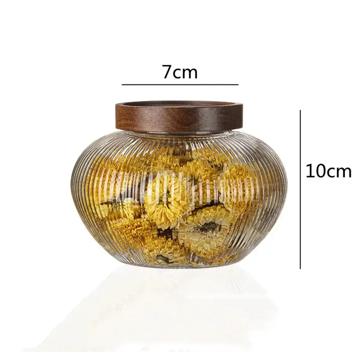 Bocal de rangement en verre avec couvercle en bois d'acacia, boîte à thé, récipient de cuisine, gard