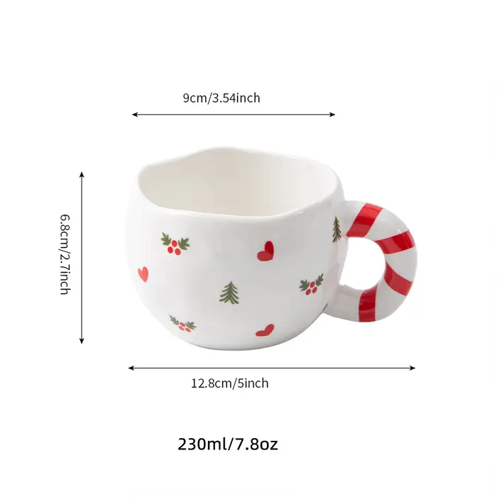 Tasse à café en céramique blanche de noël, 230ml/7.8oz, Texture faite à la main, cadeau idéal pour n