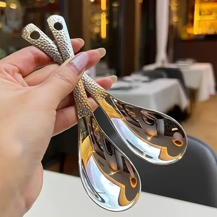 Ensemble de cuillères en acier inoxydable - Couverts polis miroir grande capacité pour desserts
