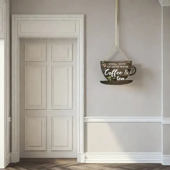 1 ensemble de panneaux de café et de thé rustiques en bois