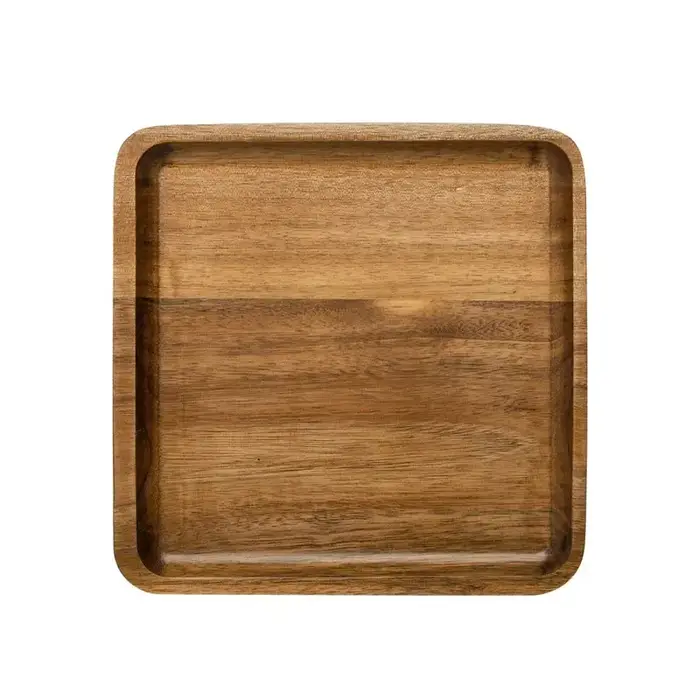 Assiette de service rectangulaire en bois de bambou