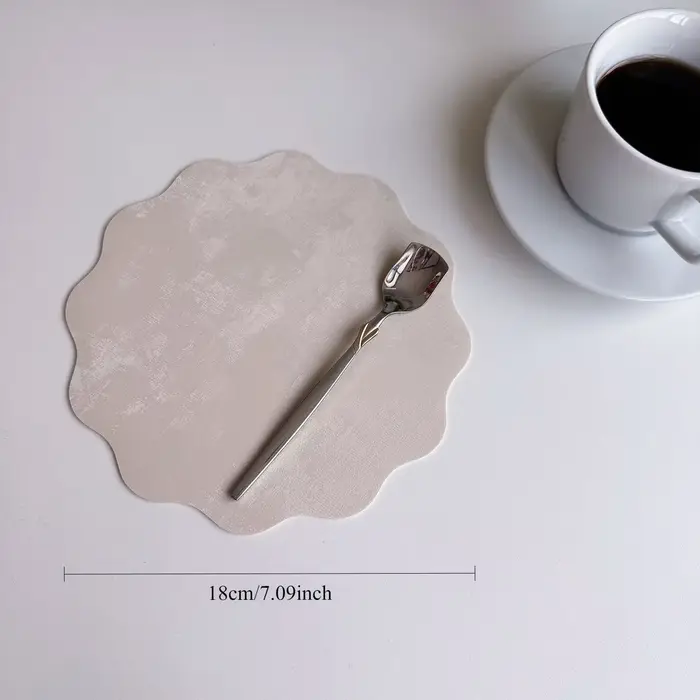 Sous-verre et set de table en similicuir velours, effet soie, forme fleur, isolant, imperméable, pou