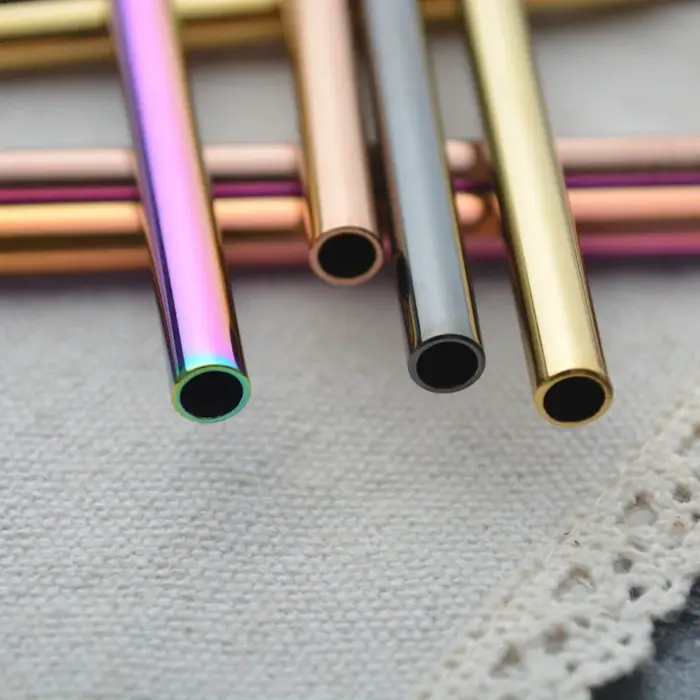 Pailles à boire colorées en acier inoxydable