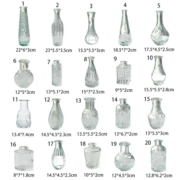 Vase en verre vintage en relief pour plantes hydroponiques transparentes