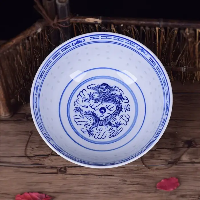 Vaisselle en céramique porcelaine bleue et blanche bol à soupe Ramen bols à riz chinois motif Dragon