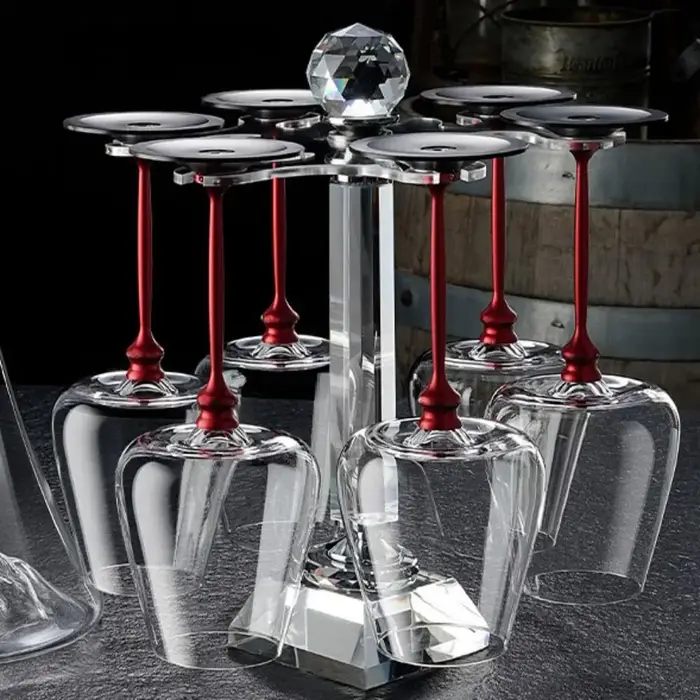 Verres à vin rotatifs uniques en verre transparent