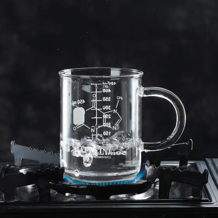 Gobelet à caféine gradué avec poignée, verre Borosilicate, verre doseur multifonction de qualité ali