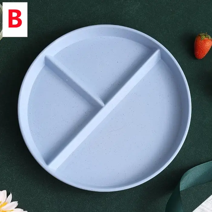 Assiette compartimentée à trois grilles en paille de blé écologique pour fruits, salades et repas –