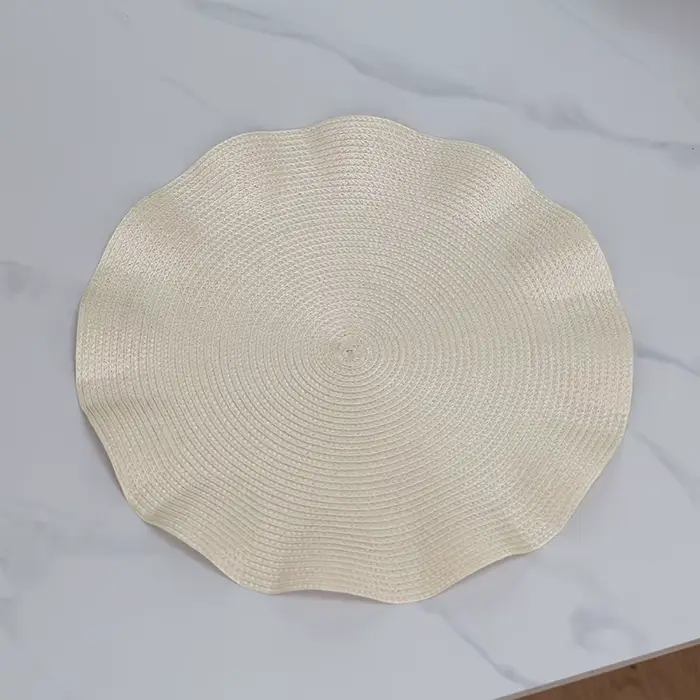 Set de 6 napperons ronds ondulés, tissés et tressés, 15 pouces, pour tables à manger, tapis de table