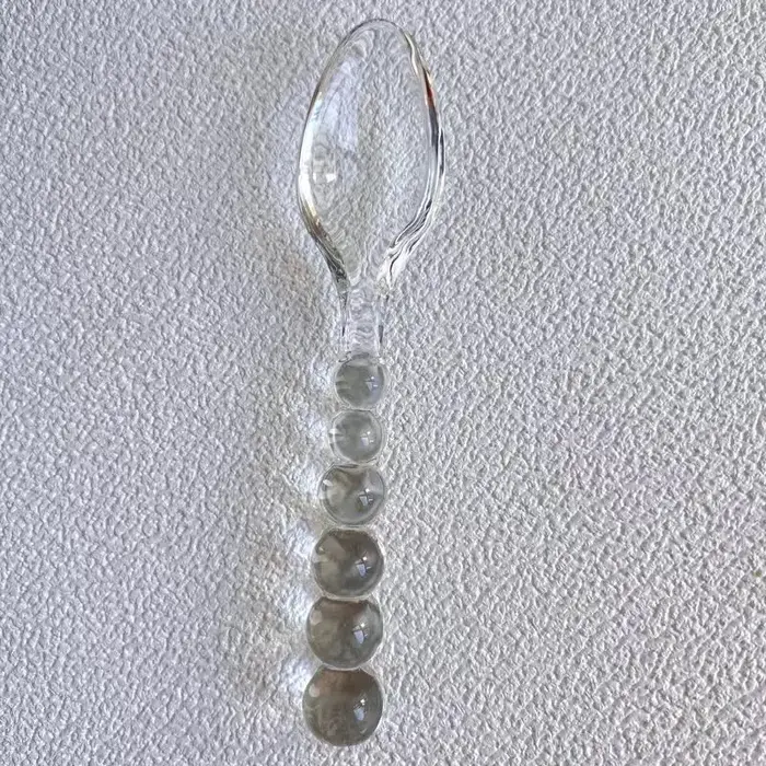 Cuillères et fourchettes à Dessert en perles de verre, cuillères et fourchettes en verre créatives, 