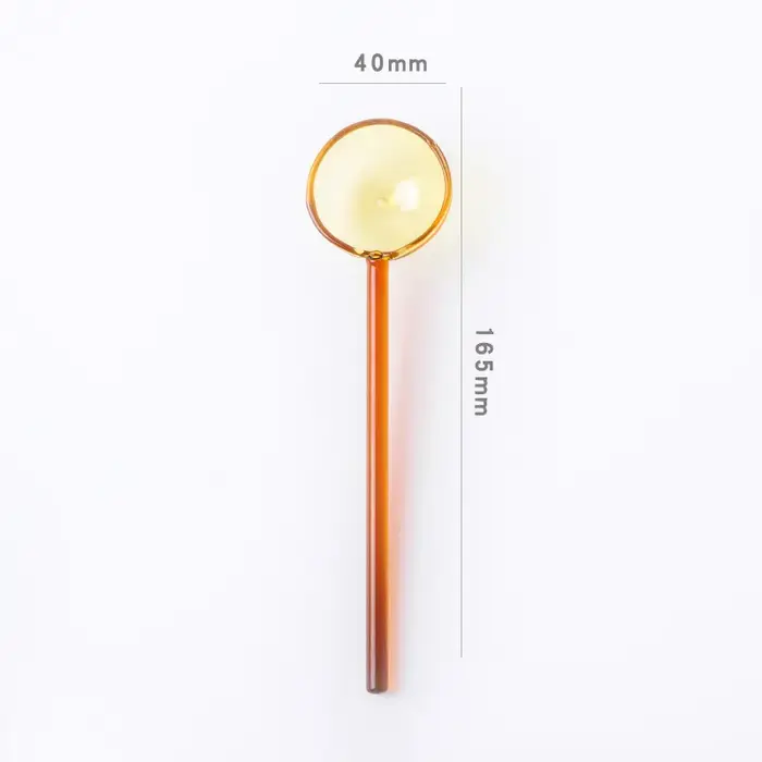 Cuillère en verre borosilicate écologique réutilisable avec brosses pour smoothies