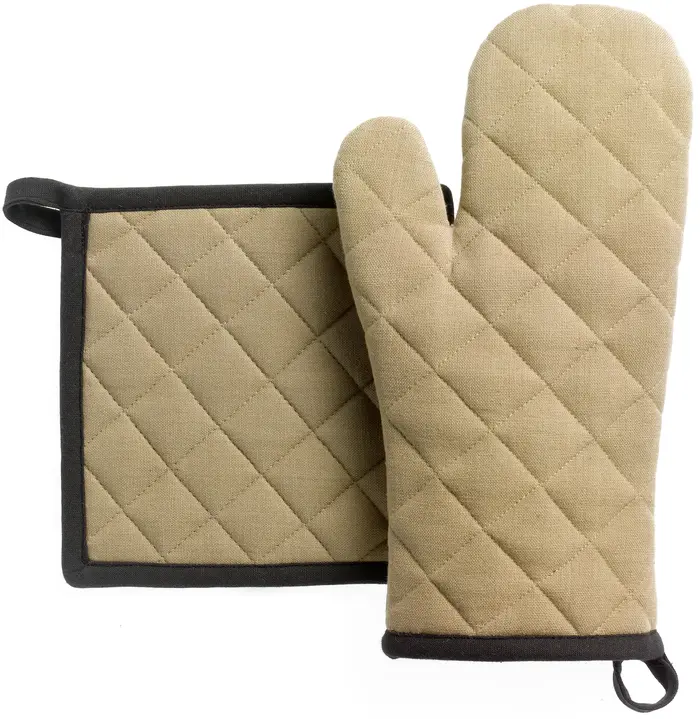 Lot gant de cuisine/manique recycl Grace Camel 18 x 32