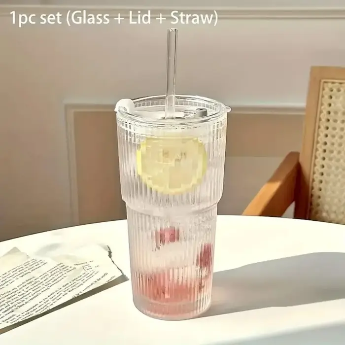 Tasse en verre à rayures de 600ml