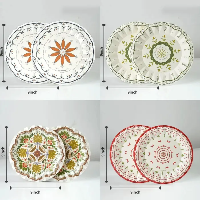 Assiettes rondes à motif bohème