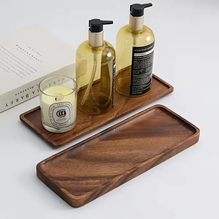 Plateau rectangulaire en bois naturel pour fruits