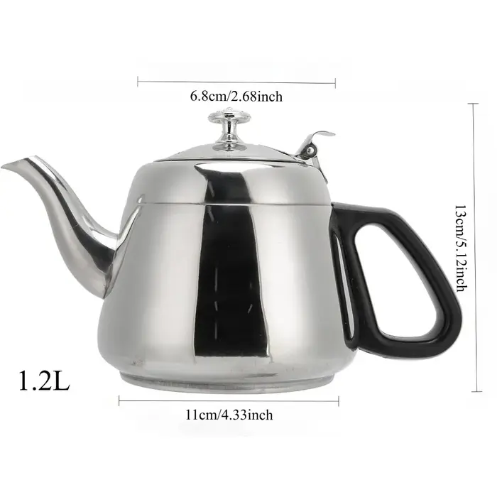 Théière en acier inoxydable 1,2 l/1,5 l, cafetière, Design moderne et pratique, service à thé à eau 