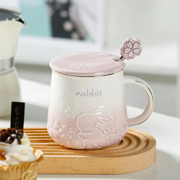 Tasse à café en céramique motif lapin mignon