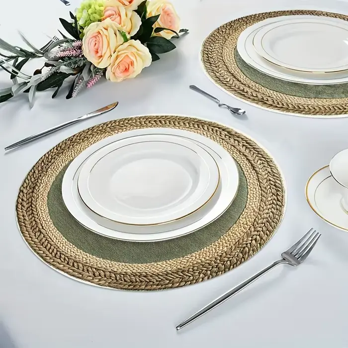 Lot de 4 sets de table ronds de style rustique
