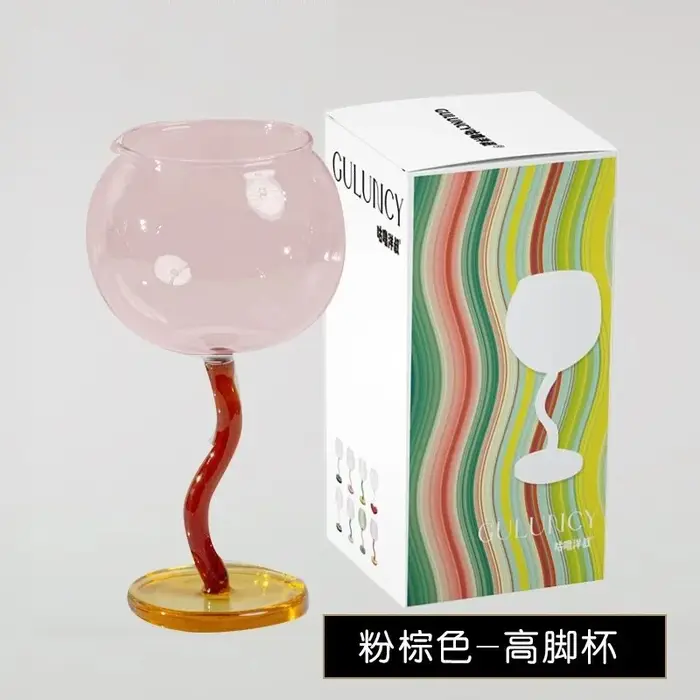 300ml 10oz 1 PC nouveau créatif coloré rond verres à vin tasse avec tige torsadée verre gobelet tass