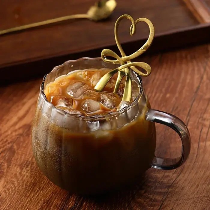 JUSTINLAU 400ml tasses à café en verre à haute teneur en Borosilicate tasse à rayures créative petit déjeuner