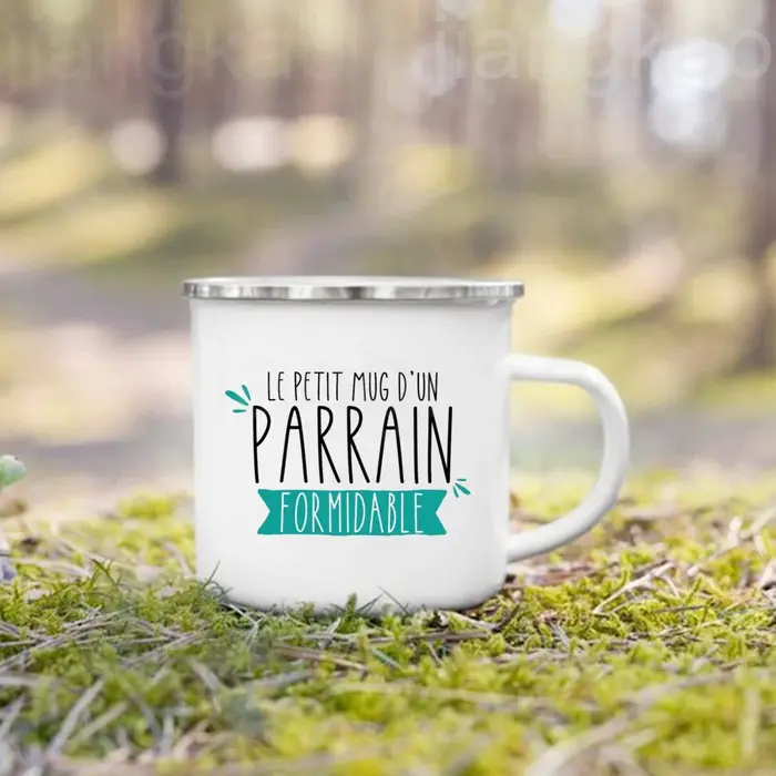 Tasse à café en émail imprimé perroin marraine français, boissons, tasse à lait, tasses de Camping,