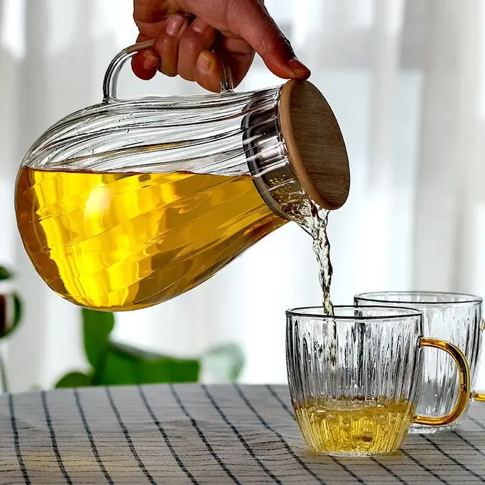 Bouilloire Verticale à Rayures de Grande Capacité en Borosilicate
