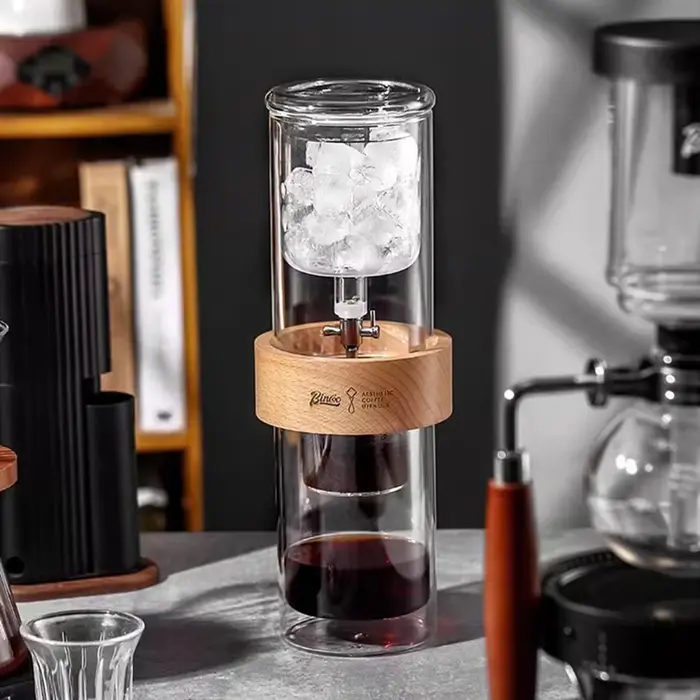 Cafetière à infusion froide en verre de 600ml, goutteur de café glacé, pot à goutte lente avec papie