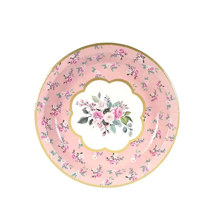 Fournitures de fête florales Vintage vaisselle fleur assiette en papier tasse serviette douche nuptiale mariage anniversaire décoration jardin Tea Party