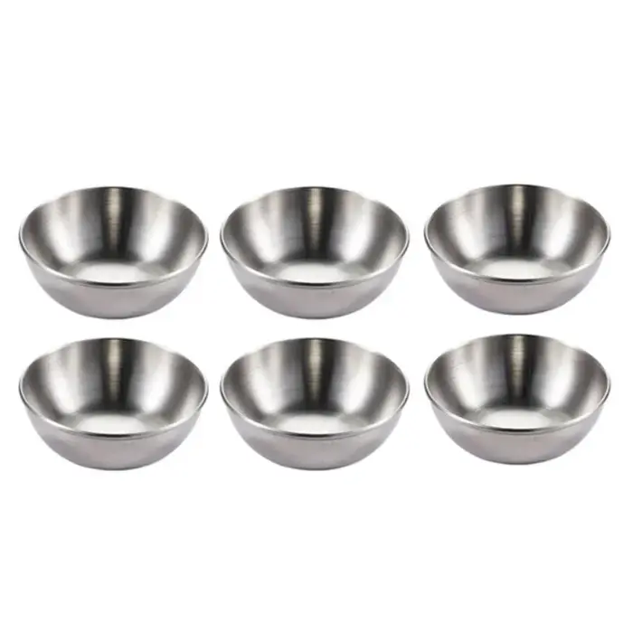 Ensemble de 6 petits plats à Sauce en acier inoxydable, plateau de service d'assaisonnement, assiett