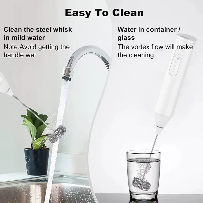 Mousseur à lait sans fil électrique type-c mélangeur à main en acier inoxydable Mini cafetière fouet