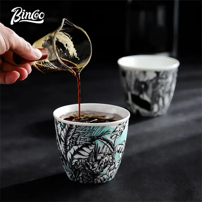 BINCOO tasse à café en céramique série fleur de la Jungle Art créatif Latte