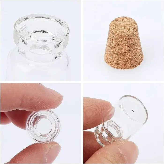 Mini Bouteille de Souhait en Verre Transparent avec Liège