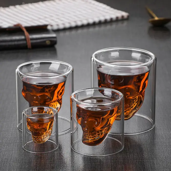 Barre de verre créative Double crâne