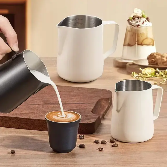 Pichet à mousse de lait et de café, 150/350ML, en acier inoxydable 304, échelle précise, haute qualité, Latte Barista, outil de café professionnel