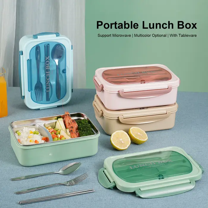 Boîte à lunch portable en acier inoxydable 304, étanche, nourriture synchronisée, beaucoup avec cuil