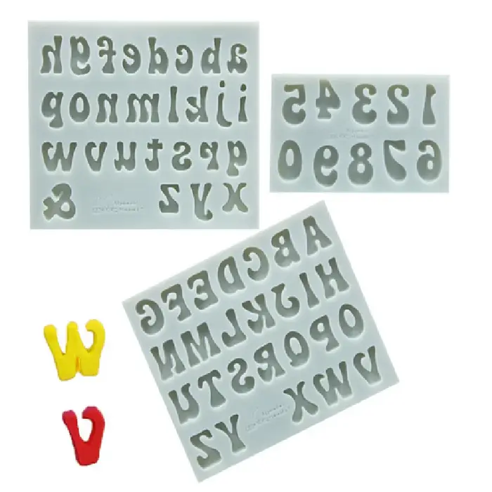 Moules à Fondant en Silicone avec lettres et chiffres 3D, moules à gâteaux au chocolat, décoration d