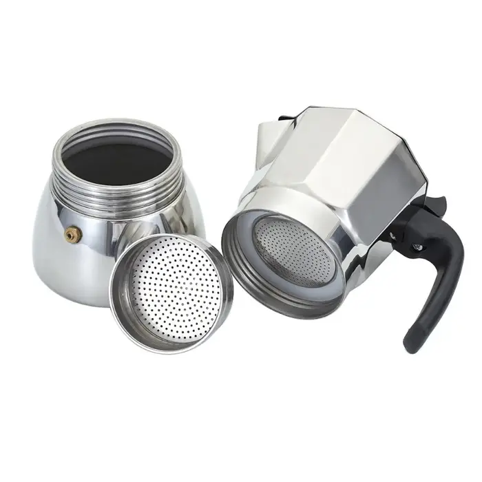 JUSTINLAU 150/300ML Cafetière Moka Octogonale Classique en Acier Inoxydable
