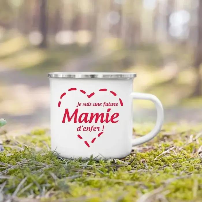 Tasses à café créatives en émail imprimé français, verres à poignée standard, tasse de vacances, cad