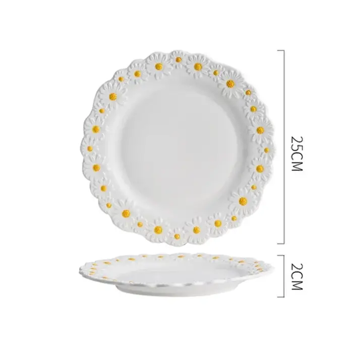 Petite assiette en céramique gaufrée marguerite