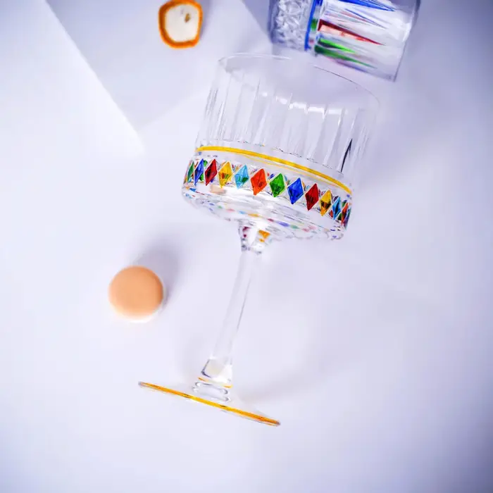 Verrerie à tige créative en relief coloré – Verres pour cocktail, champagne et martini |   Cadeau pa