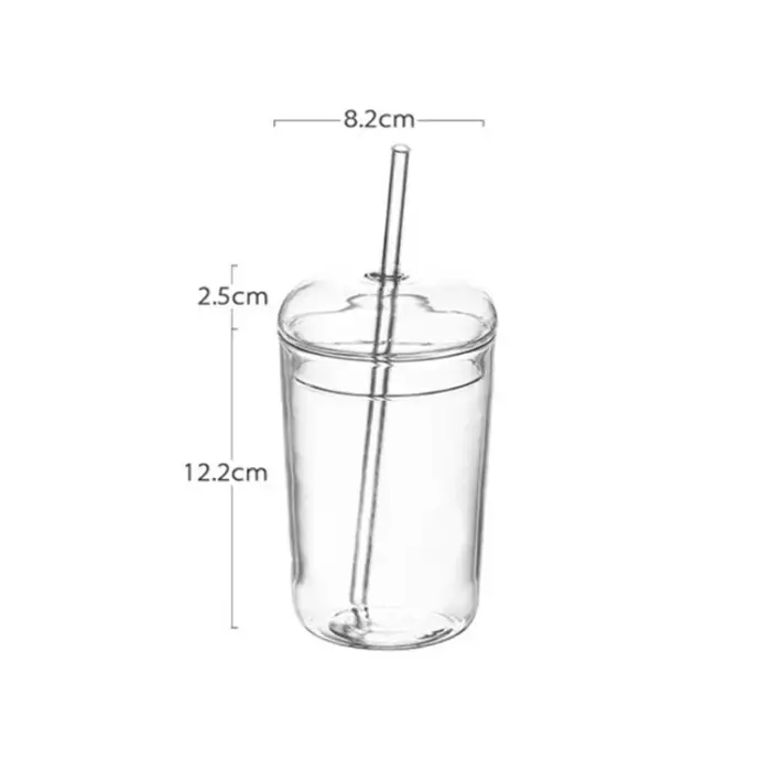 Tasse en verre avec couvercle et paille de 450ML, verres transparents pour jus d'eau et tasses à caf