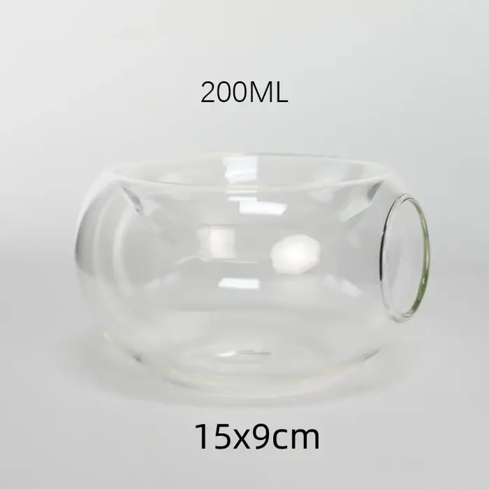 Filles en verre transparent avec ouverture latérale, bol à glace sèche, cuisine créative, ustensiles