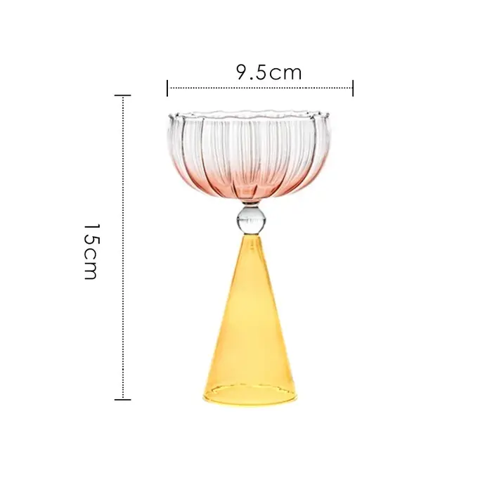 Créatif deux tons vert bleu ambre violet couleur ondulation Style Martini Mojito Champagne Margarita verres à Cocktail gobelet tasse