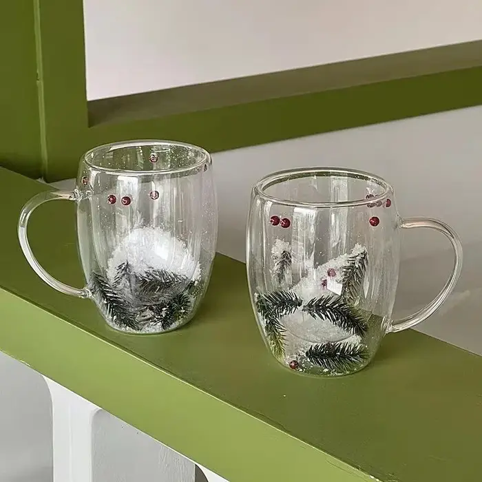 Tasse de noël en verre à Double paroi