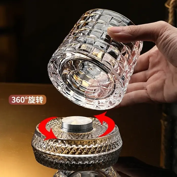 Verre à whisky rotatif avec Base en verre