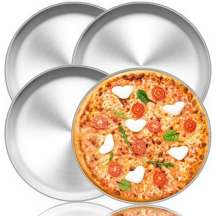 Plaque ronde en acier inoxydable pour barbecue coréen, 8/9/10/12 pouces, pour la cuisson au four, sain et Durable, 4 pièces