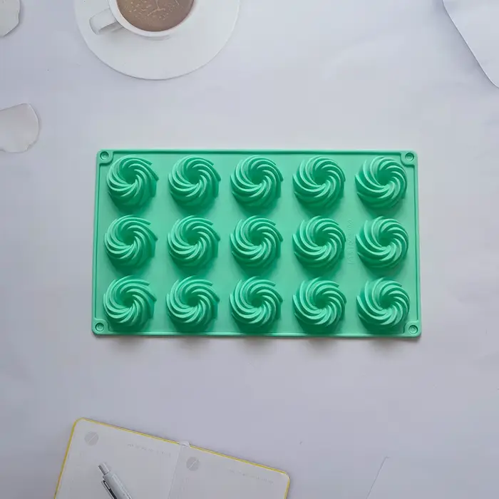 Moule à gâteau en Silicone en forme de spirale à 15 trous, Mousse, Dessert, cuisson de beignets au c