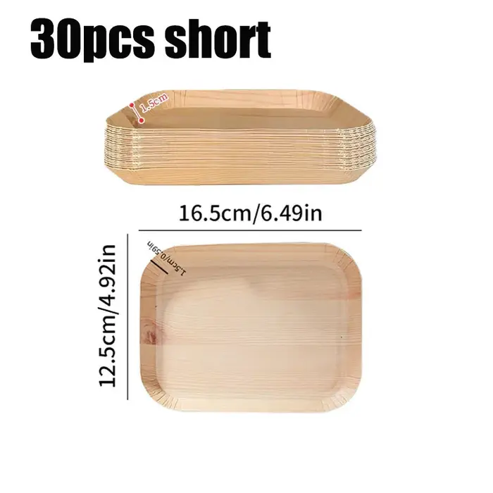 Assiettes en papier jetables compostables, 30 pièces, plateau en papier à Grain de bois, plat à pain